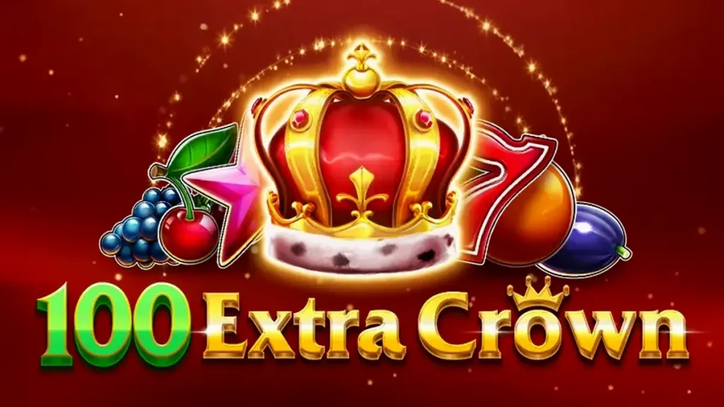 Tampilan layar permainan slot 100 Extra Crown dengan simbol buah dan mahkota