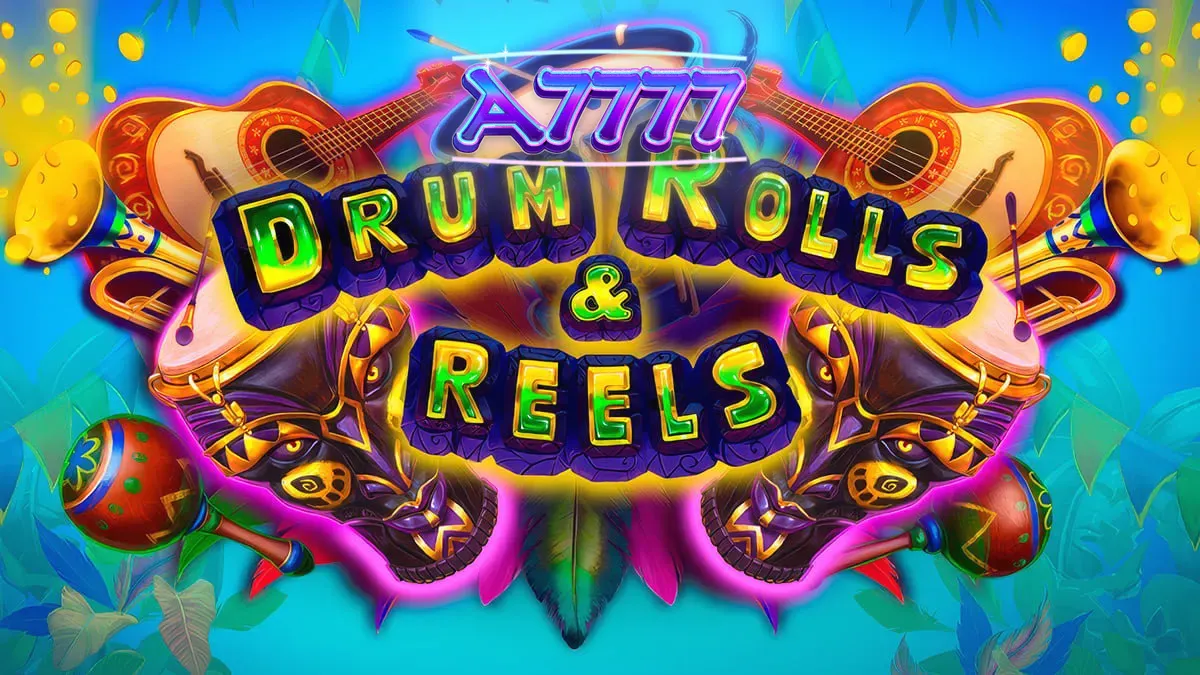 Tampilan visual slot Drum Rolls & Reels dengan tema karnaval Brasil yang meriah.